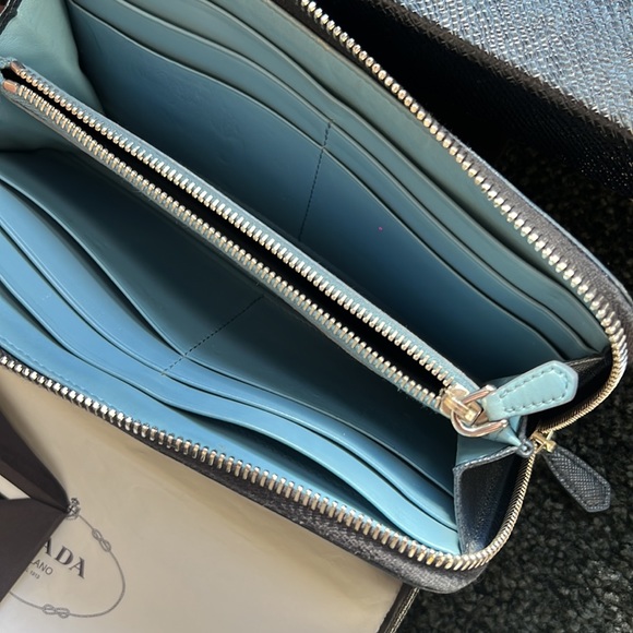 Prada Navy Blue Saffiano Leather Zip Wallet - Picture 6 of 11